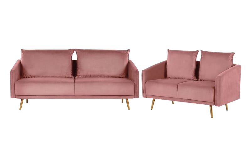 Soffgrupp Aarsby 2-sits + 3-sits - Sammet/Rosa - Möbler - Soffa - Soffgrupp