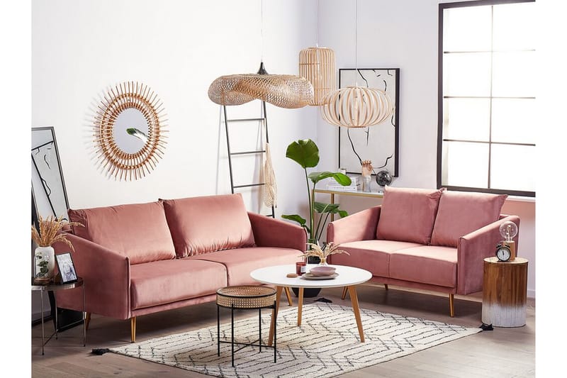 Soffgrupp Aarsby 2-sits + 3-sits - Sammet/Rosa - Möbler - Soffa - Soffgrupp