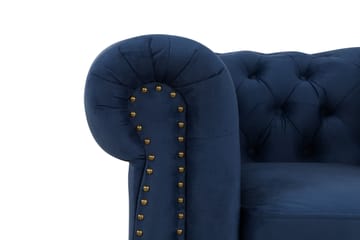 Soffgrupp Chester Deluxe 2-sits+Fåtölj+Fotpall Sammet - Petrolblå - Möbler - Soffa - Soffgrupp - Howard soffgrupp