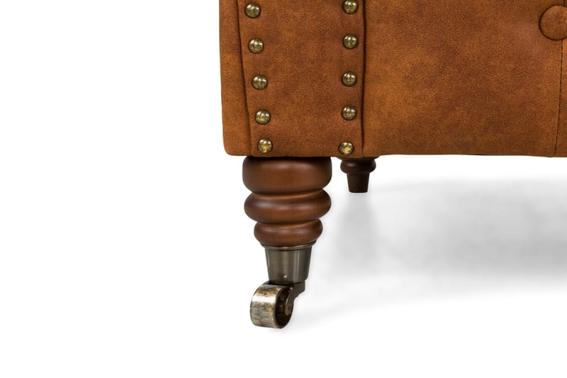 Soffgrupp Chester Deluxe 3-sits+2-sits+Fåtölj+Fotpall - Cognac - Möbler - Soffa - Soffgrupp