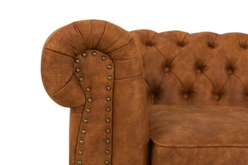 Soffgrupp Chester Deluxe 3-sits+2-sits+Fåtölj+Fotpall - Cognac - Möbler - Soffa - Soffgrupp