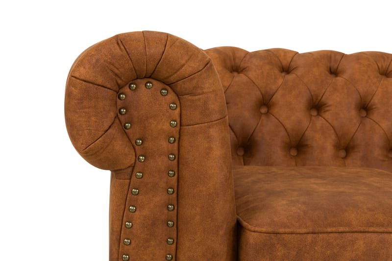 Soffgrupp Chester Deluxe 3-sits+2-sits+Fåtölj+Fotpall - Cognac - Möbler - Soffa - Soffgrupp
