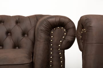 Soffgrupp Chester Deluxe 3-sits+2-sits+Fåtölj+Fotpall - Mörkbrun - Möbler - Soffa - Soffgrupp - Howard soffgrupp