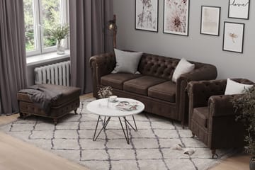 Soffgrupp Chester Deluxe 3-sits+2-sits+Fåtölj+Fotpall - Mörkbrun - Möbler - Soffa - Soffgrupp - Howard soffgrupp