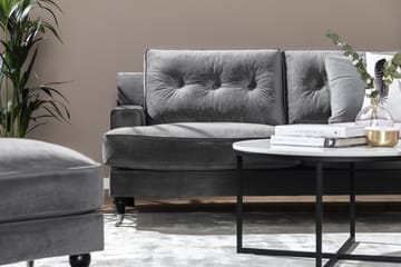 Soffgrupp Covington 2-sits+Fåtölj+Fotpall Sammet - Mörkgrå - Möbler - Soffa - Soffgrupp - Howard soffgrupp