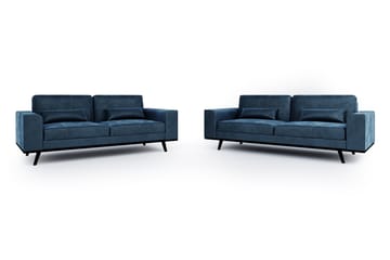 Soffgrupp Haga 2-sits + 3-sits Soffa Sammet - Blå - Möbler - Soffa - Soffgrupp - Howard soffgrupp