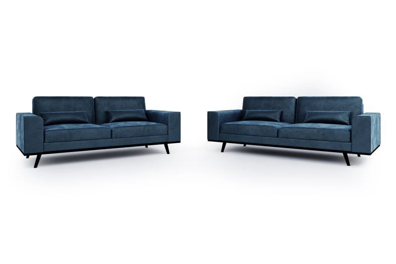Soffgrupp Haga 2-sits + 3-sits Soffa Sammet - Blå - Möbler - Soffa - Soffgrupp - Howard soffgrupp