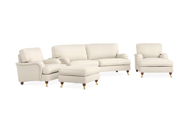 Soffgrupp Howard Oxford Svängd 3-sits+Divan+Fåtölj+Fotpall - Beige - Möbler - Soffa - Soffgrupp - Howard soffgrupp