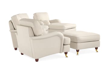 Soffgrupp Howard Oxford Svängd 3-sits+Divan+Fåtölj+Fotpall - Beige - Möbler - Soffa - Soffgrupp - Howard soffgrupp
