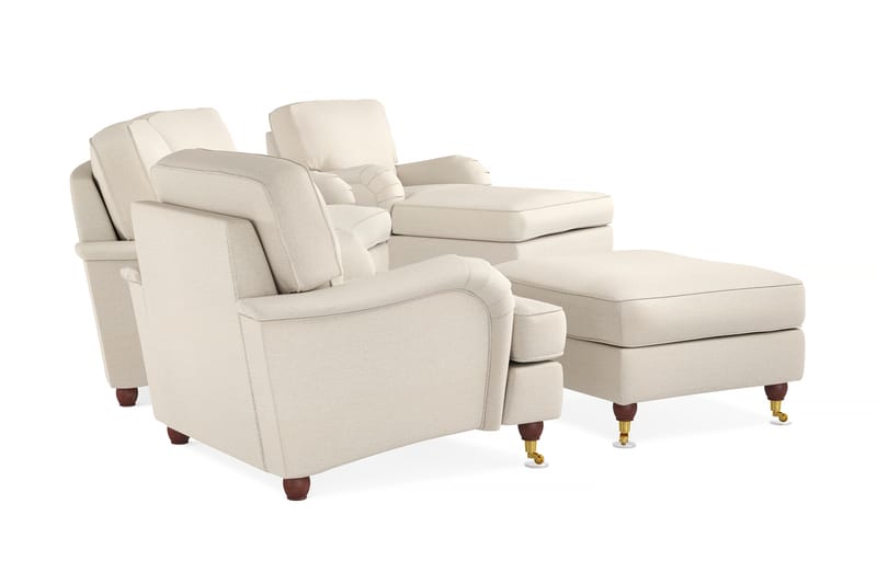 Soffgrupp Howard Oxford Svängd 3-sits+Divan+Fåtölj+Fotpall - Beige - Möbler - Soffa - Soffgrupp - Howard soffgrupp