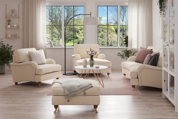 Soffgrupp Howard Oxford Svängd 3-sits+Divan+Fåtölj+Fotpall - Beige - Möbler - Soffa - Soffgrupp - Howard soffgrupp