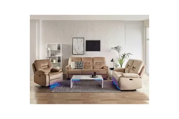 Soffgrupp med USB Rovik Beige - Beige - Möbler - Soffa - Biosoffa & reclinersoffa