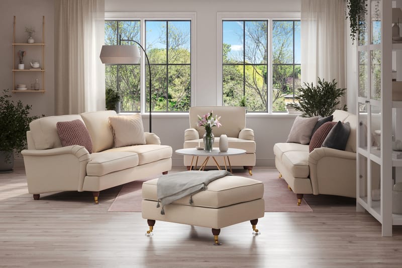 Soffgrupp Oxford 3-sits+4-sits+Fåtölj+Fotpall - Beige - Möbler - Soffa - Soffgrupp - Howard soffgrupp
