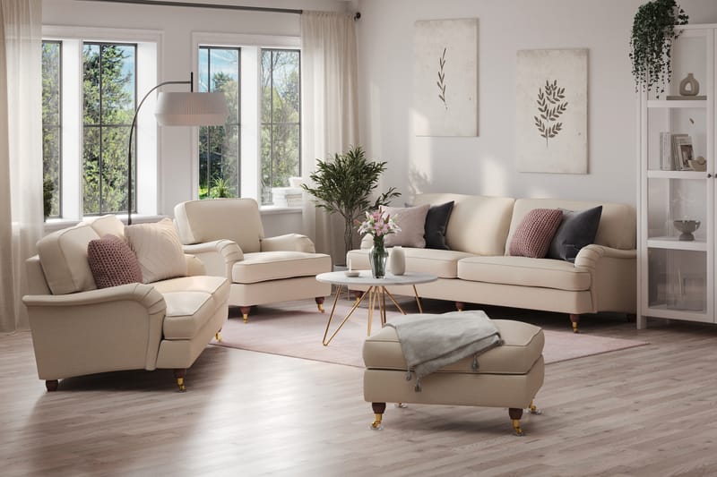 Soffgrupp Oxford 3-sits+4-sits+Fåtölj+Fotpall - Beige - Möbler - Soffa - Soffgrupp - Howard soffgrupp