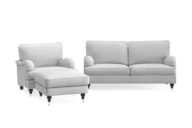 Soffgrupp Oxford Classic 3-sits+Fåtölj+Fotpall - Grå - Möbler - Soffa - Soffgrupp - Howard soffgrupp