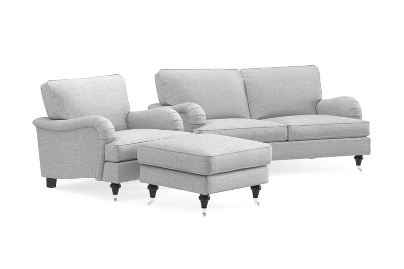 Soffgrupp Oxford Classic 3-sits+Fåtölj+Fotpall - Grå - Möbler - Soffa - Soffgrupp - Howard soffgrupp