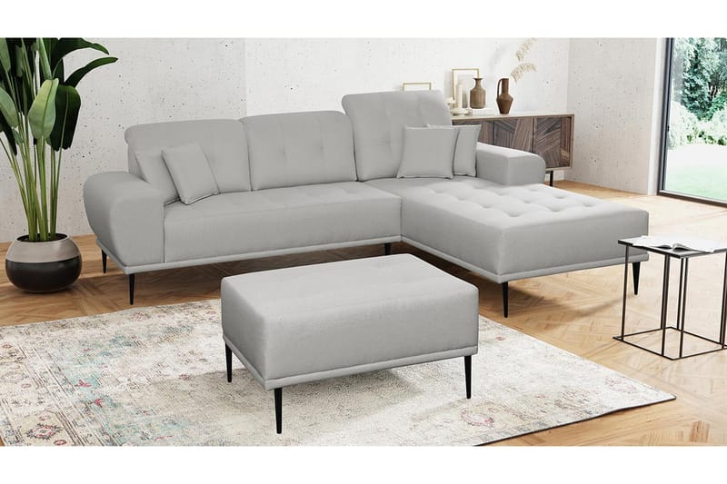 Soffgrupp Rapana Höger med Fotpall - Grå - Möbler - Soffa - Soffgrupp