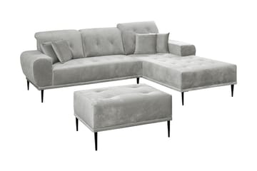 Soffgrupp Rapana Höger med Fotpall - Sammet/Silver - Möbler - Soffa - Soffgrupp