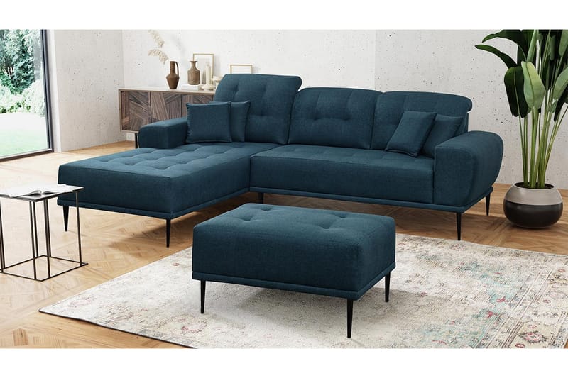Soffgrupp Rapana Vänster med Fotpall - Blå - Möbler - Soffa - Soffgrupp