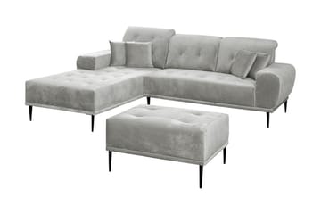Soffgrupp Rapana Vänster med Fotpall - Sammet/Silver - Möbler - Soffa - Soffgrupp