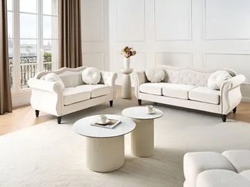 Soffgrupp Skien - Ljusbeige - Möbler - Soffa - Soffgrupp - Chesterfield soffgrupp