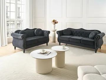 Soffgrupp Skien - Svart - Möbler - Soffa - Soffgrupp - Chesterfield soffgrupp