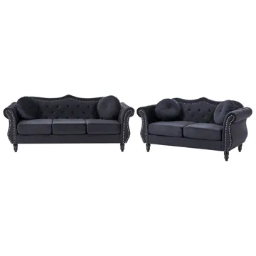 Soffgrupp Skien - Svart - Möbler - Soffa - Soffgrupp - Chesterfield soffgrupp