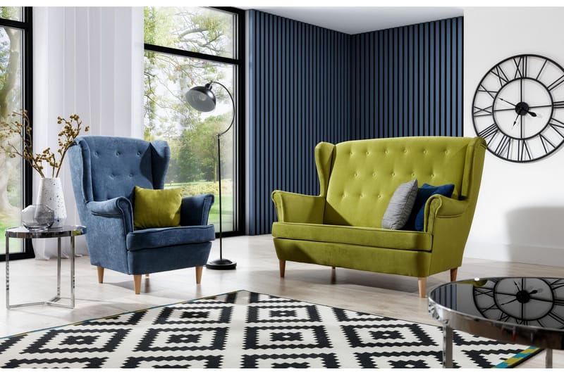 Tiny Soffgrupp 2-sits + Fåtölj, Blå/Gul