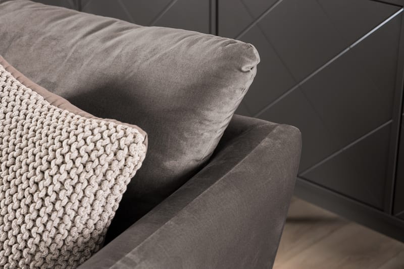 Trend Soffgrupp 2,5-sits+2-sits+Fåtölj+Fotpall Sammet - Brun - Möbler - Soffa - Soffgrupp