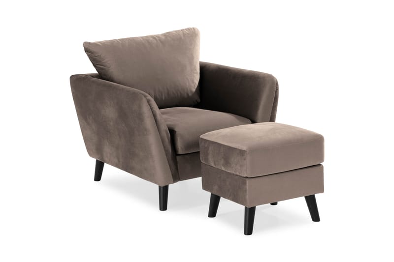 Trend Soffgrupp 2,5-sits+2-sits+Fåtölj+Fotpall Sammet - Brun - Möbler - Soffa - Soffgrupp