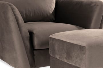 Trend Soffgrupp 2,5-sits+2-sits+Fåtölj+Fotpall Sammet - Brun - Möbler - Soffa - Soffgrupp