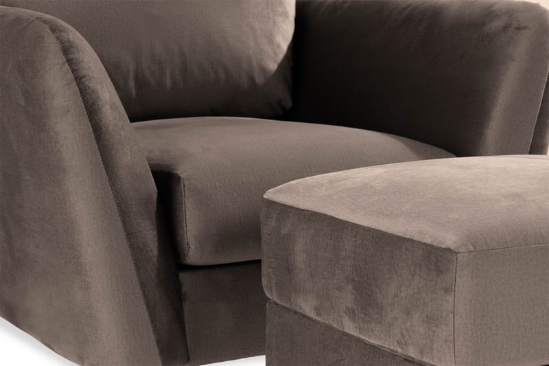 Trend Soffgrupp 2,5-sits+2-sits+Fåtölj+Fotpall Sammet - Brun - Möbler - Soffa - Soffgrupp