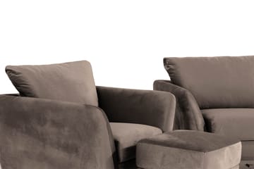 Trend Soffgrupp 2,5-sits+2-sits+Fåtölj+Fotpall Sammet - Brun - Möbler - Soffa - Soffgrupp