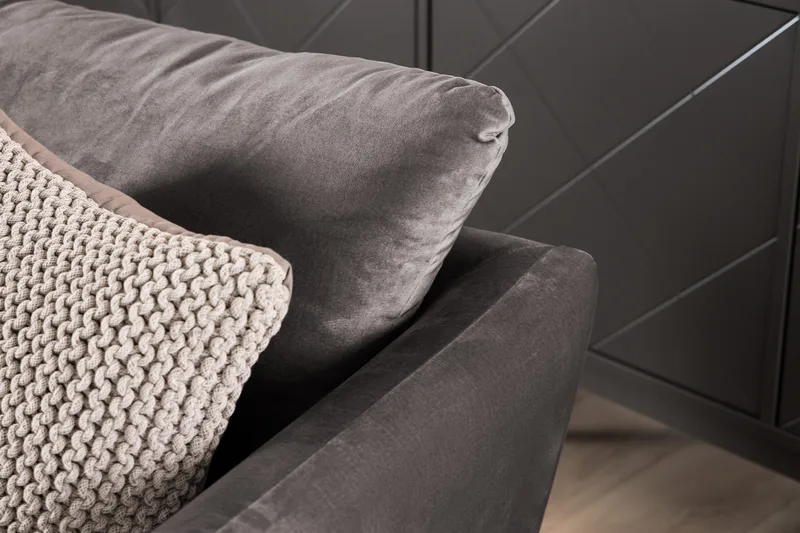 Trend Soffgrupp 3-sits + 2-sits Sammetssoffa - Mörkgrå - Möbler - Soffa - Soffgrupp