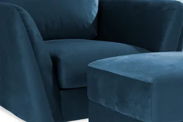 Trend Soffgrupp 3-sits + 2-sits Soffa + Fåtölj + Fotpall i Sammet - Blå - Möbler - Soffa - Soffgrupp