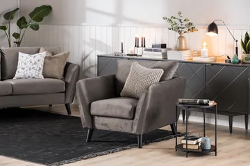 Trend Soffgrupp 3-sits + 2-sits Soffa + Fåtölj + Fotpall i Sammet - Brun - Möbler - Soffa - Soffgrupp