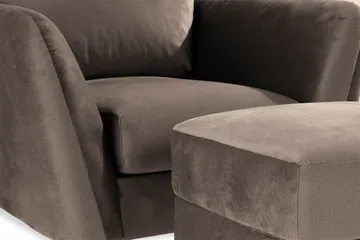 Trend Soffgrupp 3-sits + 2-sits Soffa + Fåtölj + Fotpall i Sammet - Brun - Möbler - Soffa - Soffgrupp