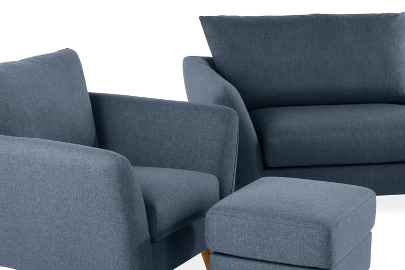 Trend Soffgrupp 3-sits + 2-sits Soffa + Fåtölj + Fotpall i Tyg - Blå - Möbler - Soffa - Soffgrupp - Howard soffgrupp