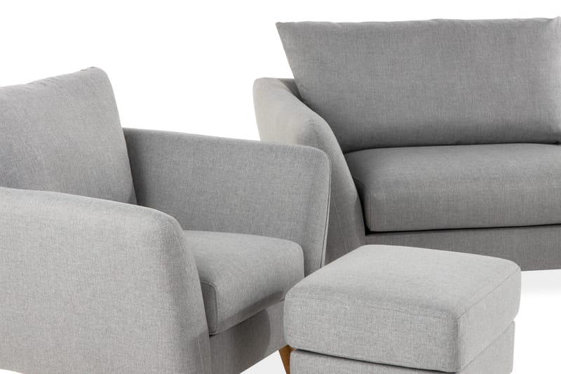 Trend Soffgrupp 3-sits + 2-sits Soffa + Fåtölj + Fotpall i Tyg - Ljusgrå - Möbler - Soffa - Soffgrupp