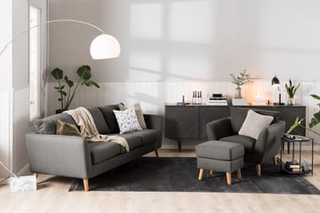 Trend Soffgrupp 3-sits + 2-sits Soffa + Fåtölj + Fotpall i Tyg - Svart - Möbler - Soffa - Soffgrupp