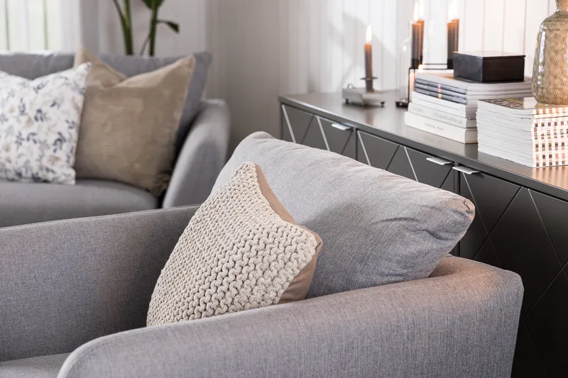 Trend Soffgrupp 3-sits + 2-sits Tygsoffa - Ljusgrå - Möbler - Soffa - Soffgrupp