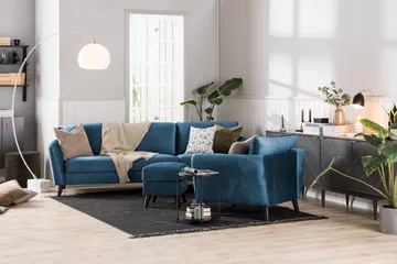 Trend Soffgrupp 3-sits + 2-sits Sammetssoffa - Blå - Möbler - Soffa - Soffgrupp