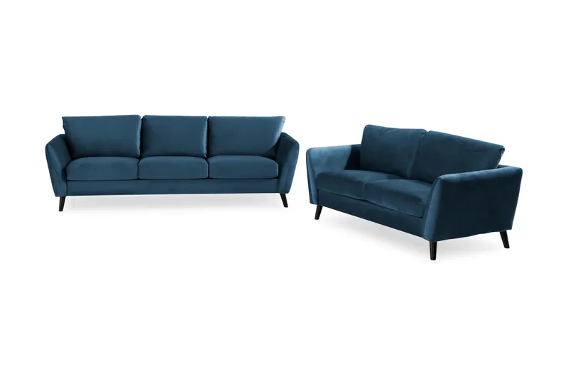 Trend Soffgrupp 3-sits + 2-sits Sammetssoffa, Blå