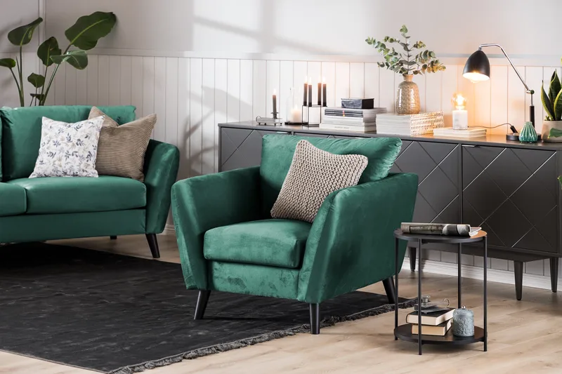Trend Soffgrupp 3-sits + 2-sits Sammetssoffa - Grön - Möbler - Soffa - Soffgrupp