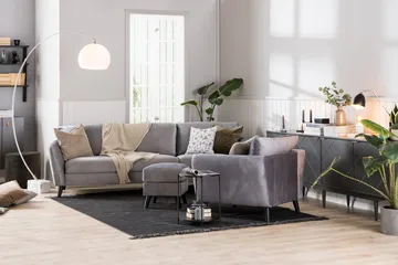 Trend Soffgrupp 3-sits + 2-sits Sammetssoffa - Ljusgrå - Möbler - Soffa - Soffgrupp