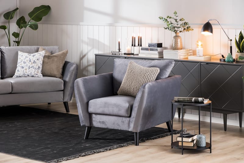 Trend Soffgrupp 3-sits + 2-sits Sammetssoffa - Ljusgrå - Möbler - Soffa - Soffgrupp