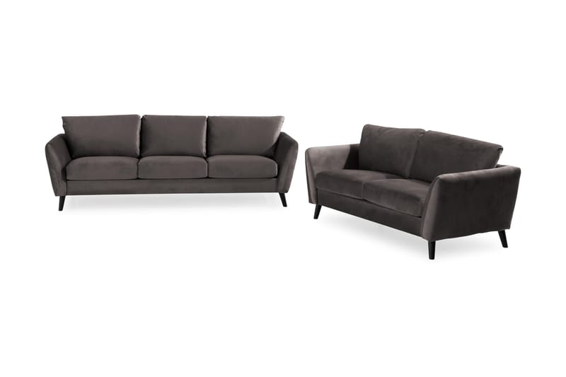 Trend Soffgrupp 3-sits + 2-sits Sammetssoffa, Mörkgrå