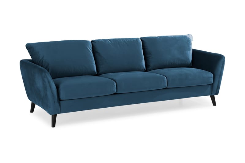 Trend Soffgrupp 3-sits + 2-sits Soffa + Fåtölj + Fotpall i Sammet - Blå - Möbler - Soffa - Soffgrupp
