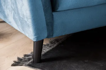 Trend Soffgrupp 3-sits + 2-sits Soffa + Fåtölj + Fotpall i Sammet - Blå - Möbler - Soffa - Soffgrupp
