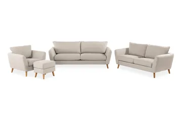 Trend Soffgrupp 3-sits + 2-sits Soffa + Fåtölj + Fotpall i Tyg